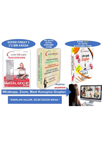 E - Gramer Kitabı + B1- E konuşma Rehberi - Online Eğitim + Konuşma Grubu