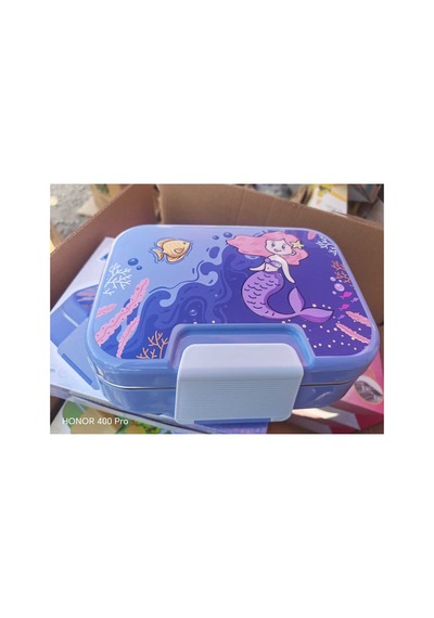 304 Paslanmaz Çelik 2 Katlı 2 Bölmeli 1030ml Happii Beslenme Çantası Temalı Lunch Box Mor