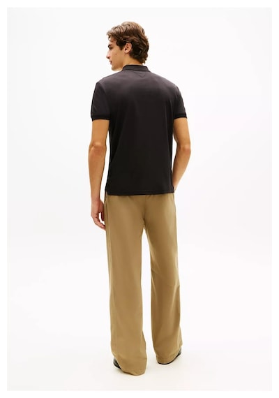 Tommy Hilfiger Erkek Normal Kesim Kısa Kollu Pamuklu Yarım Fermuarlı Siyah Polo Yaka T-shirt Mw0mw42758-bds-13599 Siyah