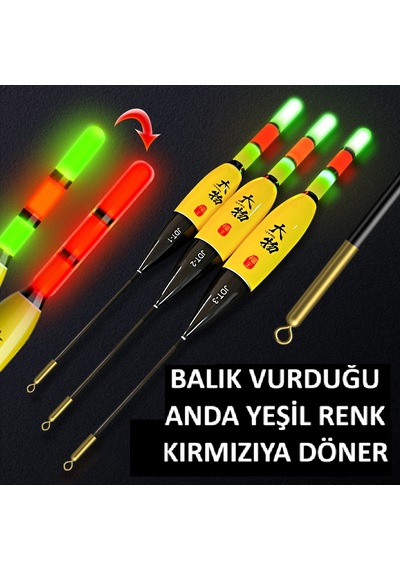 Renk Değiştiren Pilli Işıklı Şamandıra Akıllı Şamandıra Elektronik Şamandıra 40 Gr 3'lü Set