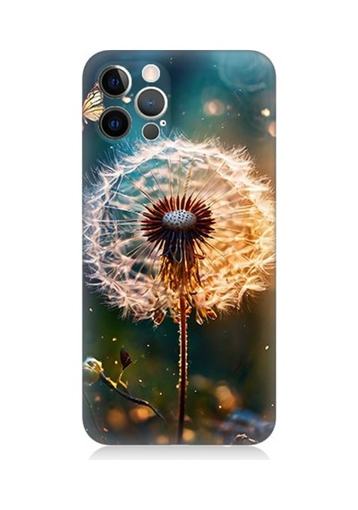 Apple iPhone 12 Pro Max Uyumlu Karanlıkta Uçan Karahindiba Desenli Silikon Kılıf Çok Renkli