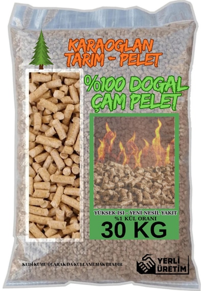 Kedi Kumu & Pelet Sobası Yakıtı %100 Doğal Çam Peleti Yüksek Verim 30 Kg