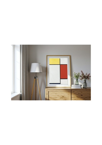 Mondrian Kompozisyon No. Iı Sarı, Kırmızı Ve Mavi Çerçevesiz Poster 30x42 Cm A3 Tablo Modern Sanat