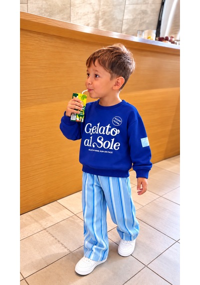 Elzo Collection Erkek Çocuk Ön Yazı Baskılı Sweatshirt Çizgili Gabardin Denim Kot Pantolon Alt Üst Takım Açık Mavi - Lacivert Elzo Collection Erkek Çocuk Ön Yazı Baskılı Sweatshirt Çizgili Gabardin Denim Kot Pantolon Alt Üst Takım Açık Mavi - Lacivert