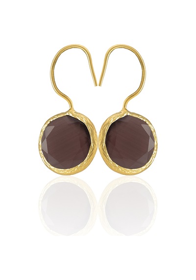 Kadir Jewellery 22 Ayar Altın Kaplama Kadın Taşlı Küpe -el İşçiliği Ve Hipoalerjenik Küpe -e01 Kehribar