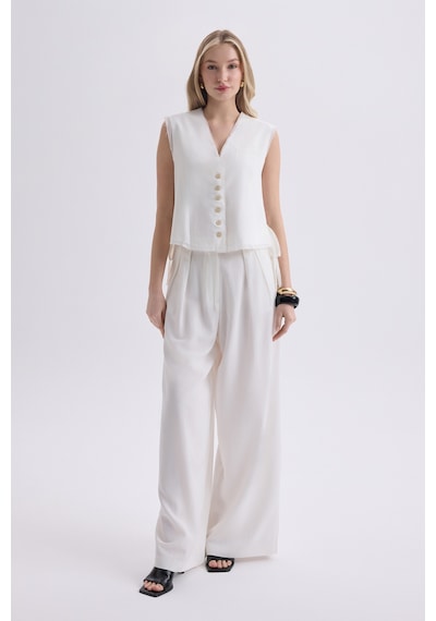 Mai Collection Mai Studios Co. Shonas Bağcık Detay Ekru Yelek Pantolon Takım Ekru
