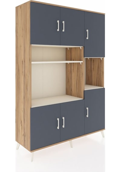 Hyperion Dolap 9 Raflı 6 Kapaklı 132x44x195 Çam-antrasit/aytaşı Çam
