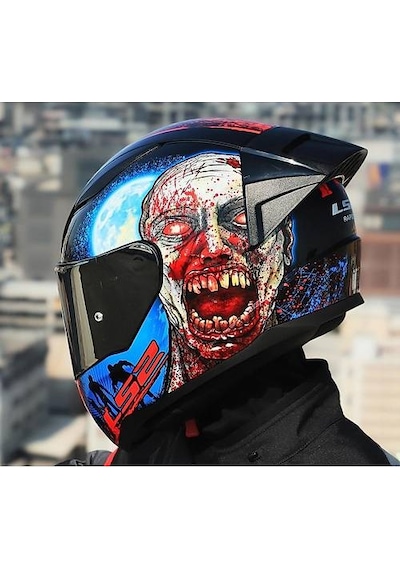 Ls2 Rapıd 2 Race Zombıe Fullface Motosiklet Kaskı Gri Camlı Siyah