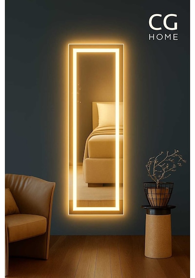 Biga Ledli Ayna, Dekoratif Ayna, Salon Aynası, Konsol Aynası 144x36 Cm 140 Günışığı