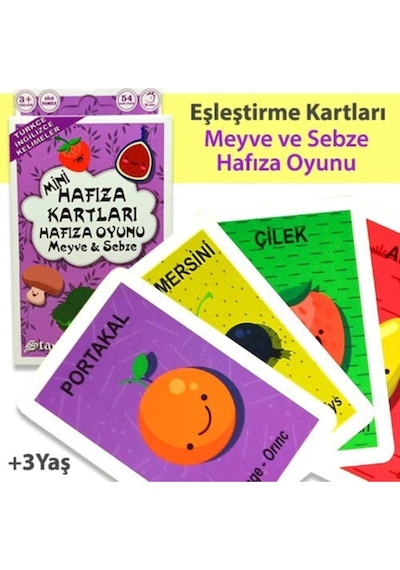 3lü Set Eğitici Eşleştirme Kartları Hayvanlar Meyve Sebze Hafıza Oyunu Türkçe Ingilizce Montessori