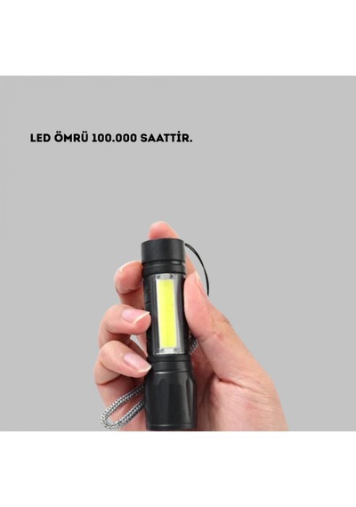 4 Modlu Şarjlı El Feneri Cree Led, 1300 Mah Batarya, Su Ve Darbe Dayanımlı