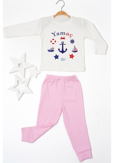 Pia Baby İsimli Erkek Çocuk Pijama Takımı %100 Pamuk Penye İsme Özel Baskılı Kişiselleştirilebilir Pijama Seti 20893p14pi Krem