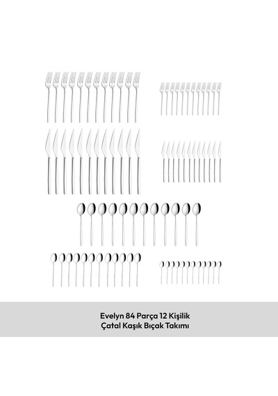 Emsan Evelyn 84 Parça 12 Kişilik Çatal Kaşık Bıçak Takımı Çelik