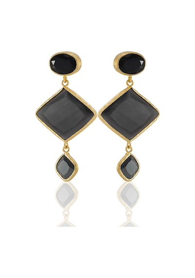 Kadir Jewellery 22 Ayar Altın Kaplama Kadın Sallantılı Küpe -el İşçiliği Ve Hipoalerjenik Küpe Siyah 80873940