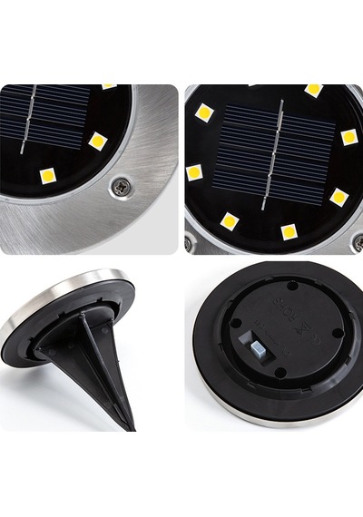 Çim Zemin Bahçe Aydınlatması-8 Led'li Solar Aydınlatma 2 Adet
