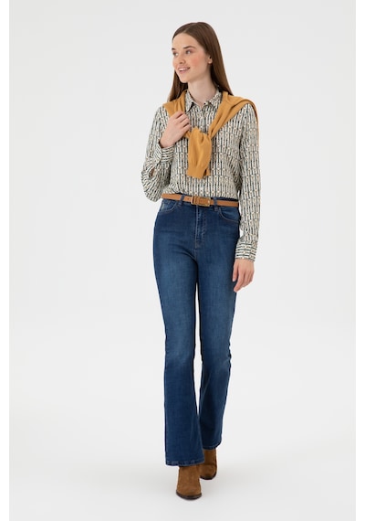 U.S. Polo Assn. Kadın Koyu Mavi Slim Flare Jean Pantolon 50308102-DN0023