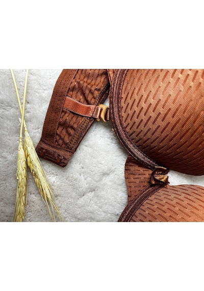 Mistirik Blera Model Push Up Destekli Extra Dolgu Detaylı Kaplı Doublu Premium Günlük Büstiyer Bakır Renk Bakır