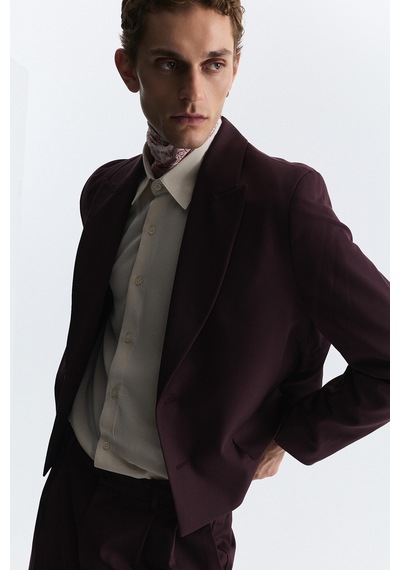 Antioch Crop Fit Blazer Ceket Bordo