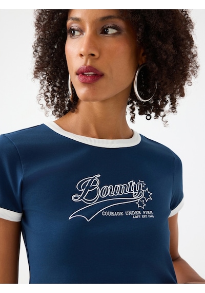 Slim Crop Fit Kadın Tshirt K.kol Lacivert