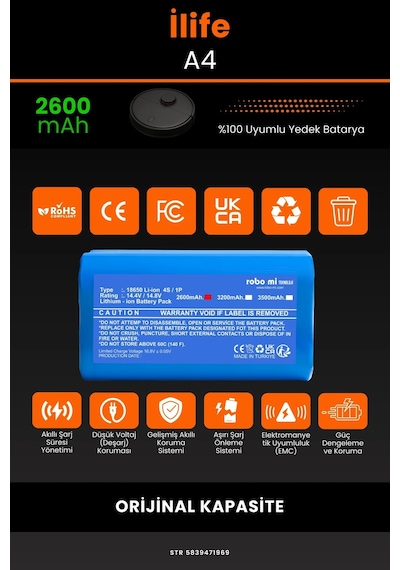 İlife A4 2600mAh Robot Süpürge Bataryası
