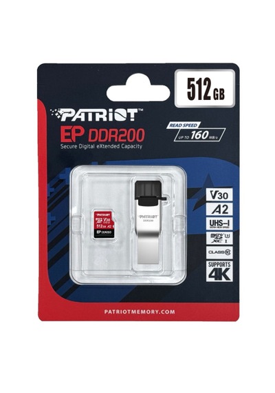 Patriot Ep Ddr200 512gb Microsdxc V30 A2 Hafıza Kartı + Usb-a/usb-c Kart Okuyucu Pef512gep33mcx