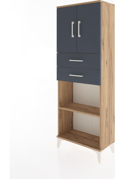 Arges Dolap 3 Raflı 2 Çekmeceli 2 Kapaklı 60x30x163 Çam-antrasit Atlas Çam