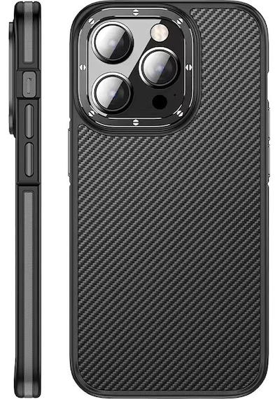 Apple Uyumlu iPhone 14 Pro Kılıf Mat Transparan Karbon Fiber Görünümlü Wlons Marin