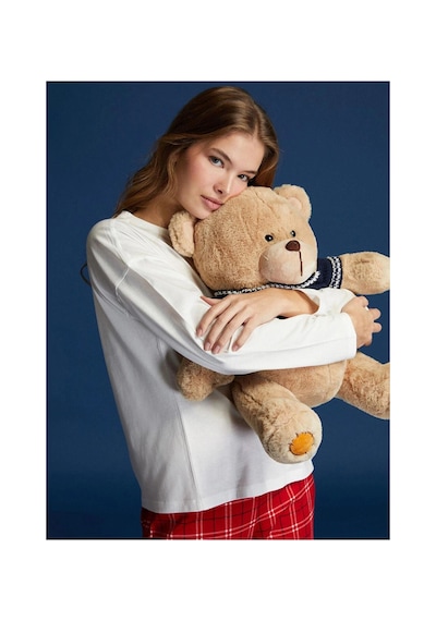 LC Waikiki Lcw Dream Kırmızı Bisiklet Yaka Baskılı Kadın Pijama Takımı Red Prınted