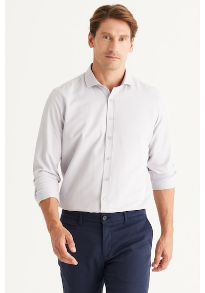AC&Co / Altınyıldız Classics Erkek GRI Kolay Ütülenebilir Slim Fit Dar Kesim İtalyan Yaka Armürlü Gömlek Gri AC&Co / Altınyıldız Classics Erkek GRI Kolay Ütülenebilir Slim Fit Dar Kesim İtalyan Yaka Armürlü Gömlek Gri