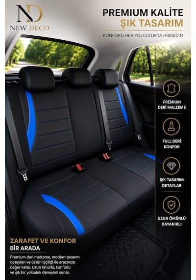 Toyota Auris 2006-2012 Uyumlu Premium Full Deri Oto Koltuk Kılıfı Airbag Uyumlu, Ortopedik, 4 Mevsim 09065412