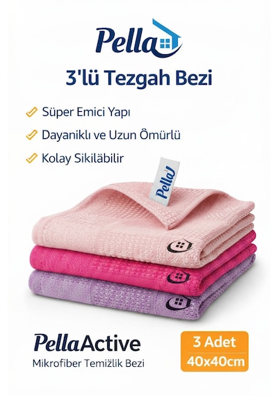 Mikrofiber Cam Bezi 3'lü Set 40x60cm - Ilaçsız Lekesiz Temizlik, Çizik Yapmaz, Yıkanabilir Mor-pembe
