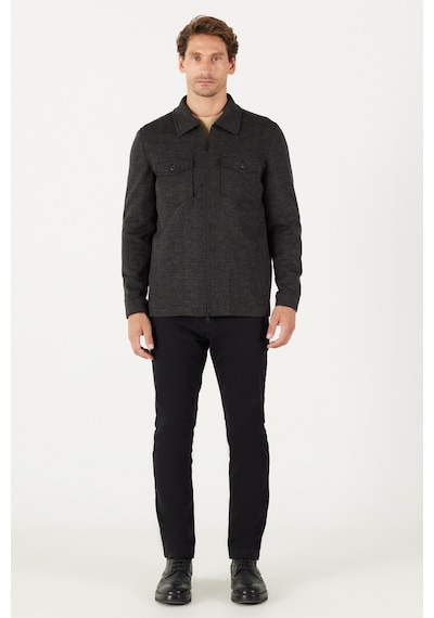 AC&Co / Altınyıldız Classics Erkek Siyah Comfort Fit Rahat Kesim Gömlek Yaka Desenli Kışlık Gömlek Ceket Siyah AC&Co / Altınyıldız Classics Erkek Siyah Comfort Fit Rahat Kesim Gömlek Yaka Desenli Kışlık Gömlek Ceket Siyah