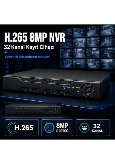 H.265 8mp 32 Kanal Nvr Güvenlik Kamerası Kayıt Cihazı