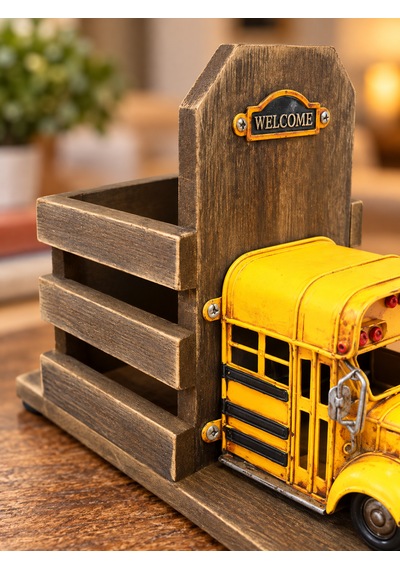 Mnk Home Vintage Dekoratif Metal Okul Otobüsü Kalemlik El Yapımı Eskitme Tasarım, Fotoğraf Çerçeveli Ahşap Ve Metal Masaüstü Organizer 24 Cm Sarı Mnk Home Vintage Dekoratif Metal Okul Otobüsü Kalemlik El Yapımı Eskitme Tasarım, Fotoğraf Çerçeveli Ahşap Ve Metal Masaüstü Organizer 24 Cm Sarı