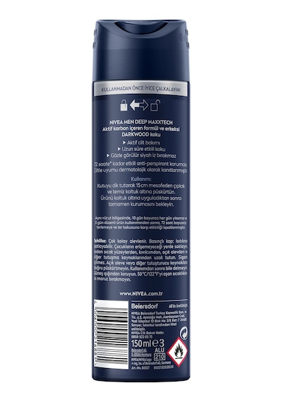 Nıvea Men Erkek Sprey Deodorant Deep Darkwood Aktif Karbon 150 Ml 8'li Avantaj Paketi Mıchu