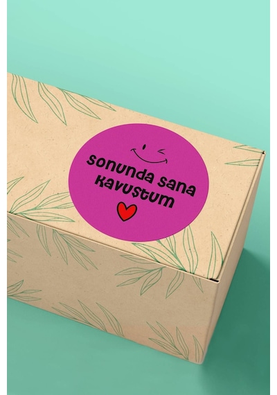 Sonunda Sana Kavuştum Fuşya Sticker 3x3cm St2345 Çok Renkli