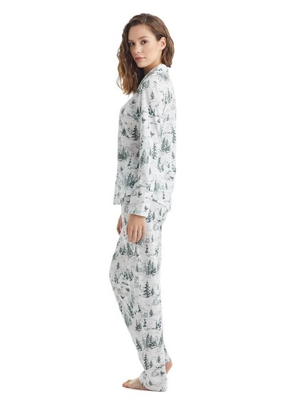 Blackspade Kadın Uzun Kol Gömlek Yaka Desenli Pijama Takım C5t1n2o35 001
