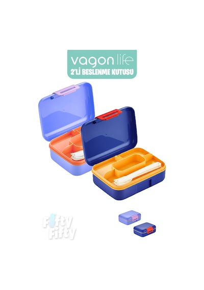 Vagonlife 2 Li Beslenme Kutusu Seçtiğiniz Renkte 2 Adet Gönderilir Lila - Mavi