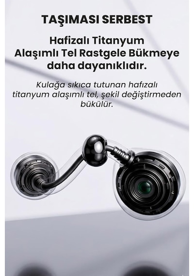 Klipsli Bluetooth Kulaklık Kablosuz Anc Enc Çift Mic. Led Gösterge Küpe Kulaklık - Siyah