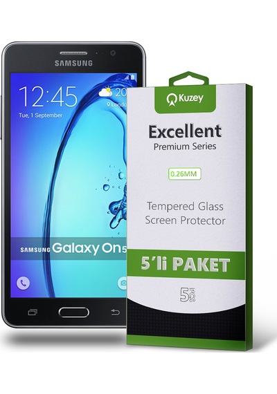 Samsung Galaxy ON5 ile Uyumlu Kırılmaz Temperli Ekran Koruyucu Cam Ekonomik 5'li Paket