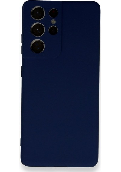 Samsung Galaxy Uyumlu S21 Ultra İçi Kadife Kaplı Esnek Silikon Kapak Ryc/ Nano Lansman Lacivert