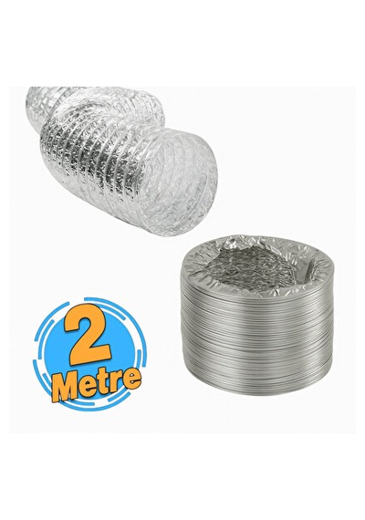 Onas Flexible Alüminyum Aspiratör Davlumbaz Baca Gider Borusu 127 Mm 2 Metre