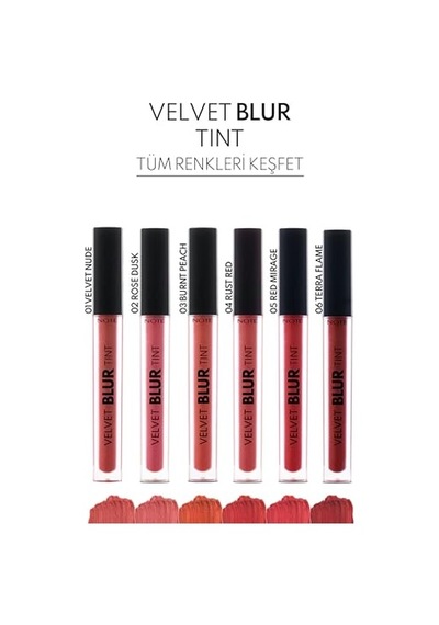 Cosmetics Velvet Blur Tint Kadife Bitişli Nemlendirici Mat Ruj - 04 Rust Red - Pembe Diğer Cosmetics Velvet Blur Tint Kadife Bitişli Nemlendirici Mat Ruj - 04 Rust Red - Pembe Diğer