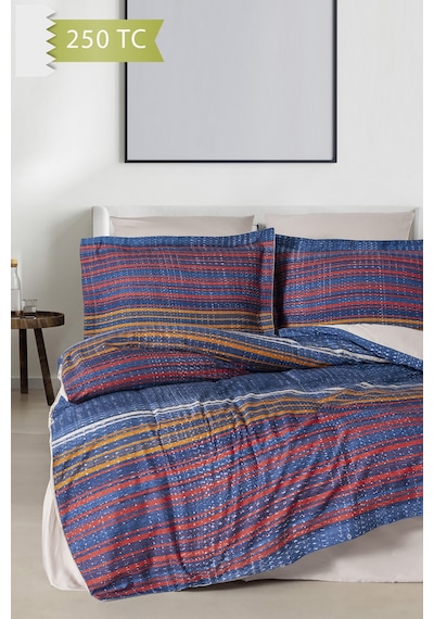 Varol 250 Tc Bambu Karışımlı Pamuk Saten Nevresim Takımı Family Size - Linear Çok Renkli