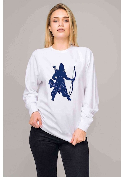 Silhouette Archery Baskılı Beyaz Kadın Sweatshirt