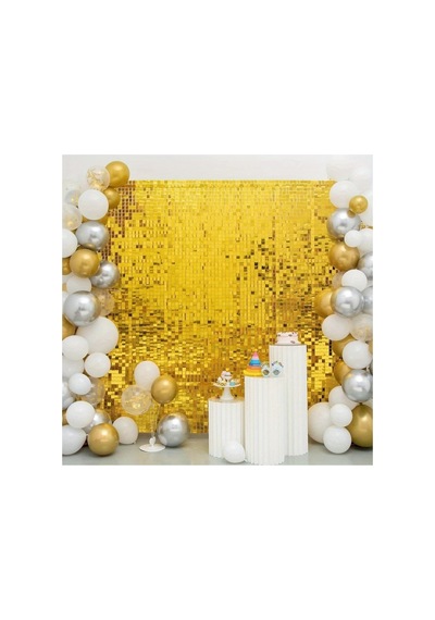 Altın Gold Renk Dikdörtgen Kesim Parlak Sim Görünümlü Fon Perde Dekor 1x2 Metre Bx40 Diğer