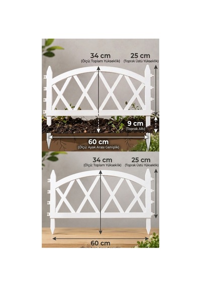 Greenflex Plastik Bahçe Çiti Bahçe Dekorasyon Çiti Panel Çit Çiçek Koruma Çiti Beyaz Beyaz 10 Adet Greenflex Plastik Bahçe Çiti Bahçe Dekorasyon Çiti Panel Çit Çiçek Koruma Çiti Beyaz Beyaz 10 Adet