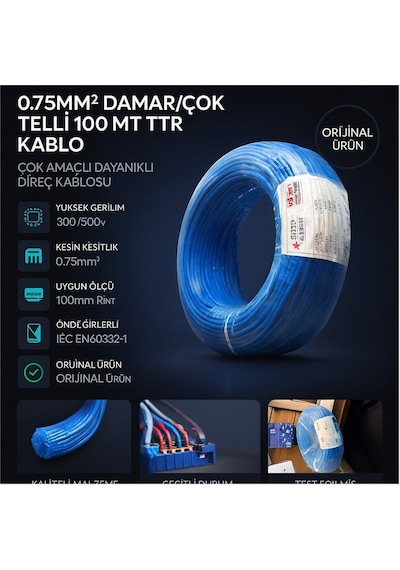 Star H05v-k 0.75mm² Damar/çok Telli 100 Mt Ttr Kablo
