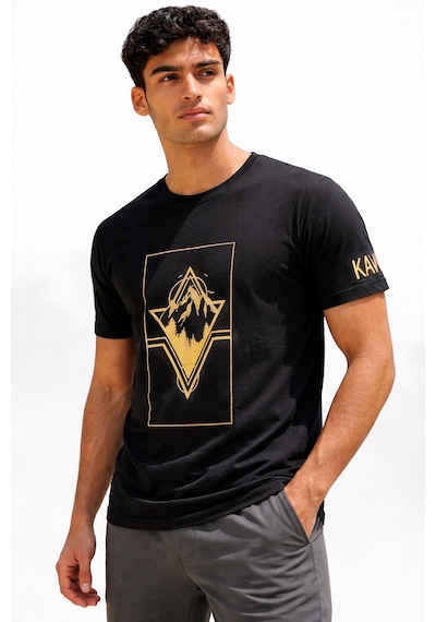 Zueofficial Erkek Siyah Regular Fit Günlük T-shirt Siyah-66544
