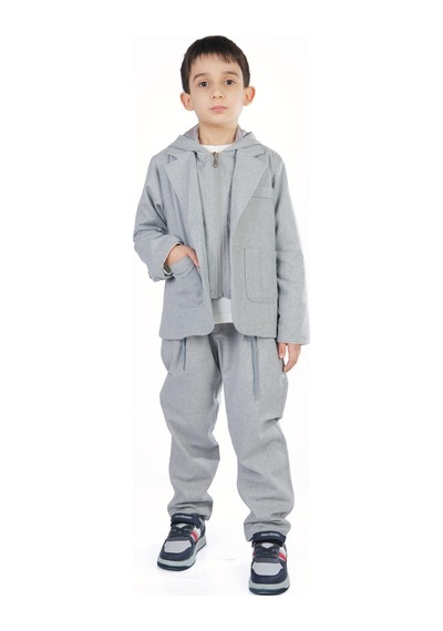 Xo Kids Erkek Çocuk 3lü Alt Üst Takım 6-9 Yaş 13216 Gri